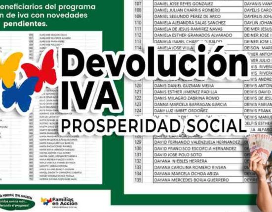 Listado Actualizado de Beneficiarios-MP Noticias, listados de beneficiarios devolución IVA, logo devolución IVA, imagen de una mujer alegre con dinero colombiano en la mano