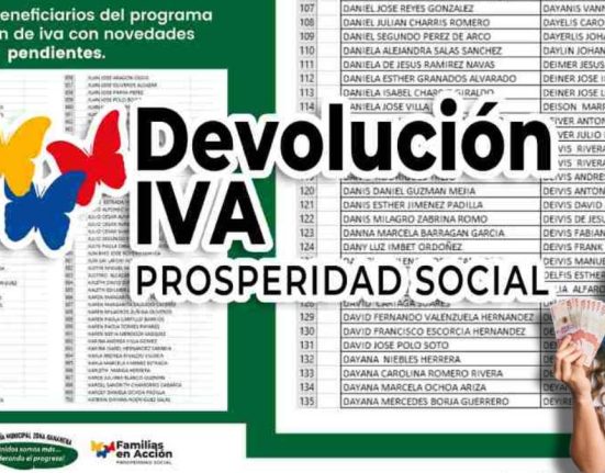 Listado Actualizado de Beneficiarios-MP Noticias, listados de beneficiarios devolución IVA, logo devolución IVA, imagen de una mujer alegre con dinero colombiano en la mano