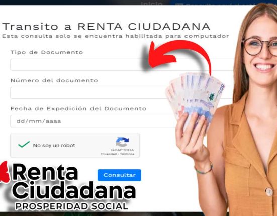 Pago Liquidado del Ciclo Quinto Renta Ciudadana-MP Noticias, imagen de consulta de renta ciudadana, mujer con billetes colombianos en la mano, logo de renta ciudadana y flecha roja señalando casilla de consulta