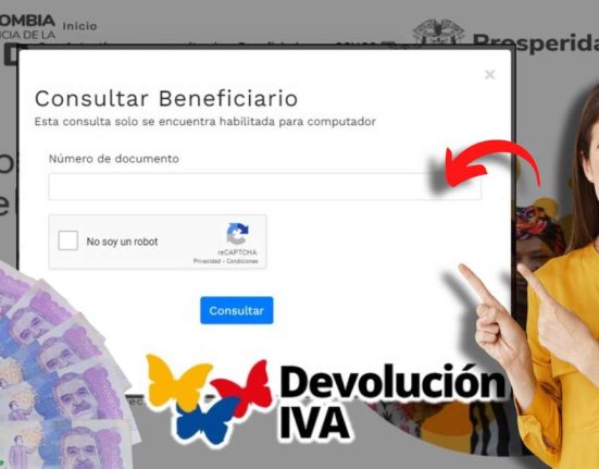 Retiro Devolución del IVA-MP Noticias, logo devolución IVA, imagen de link devolución IVA, mujer alegre señalando, flecha roja
