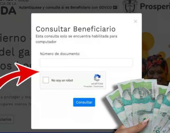 Consulta si Eres Beneficiario-MP Noticias, link de Devolución del IVA, billetes de 100 mil pesos colombianos, flecha roja apuntando hacia el link