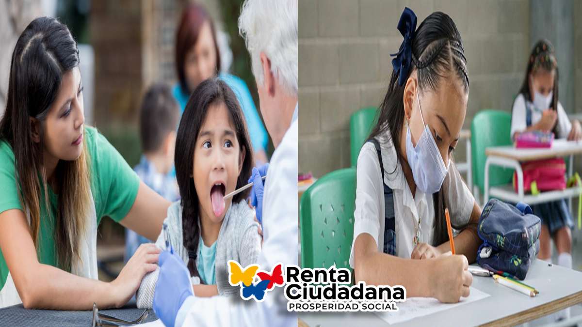 Corresponsabilidades-MP Noticias, imagen de niña con su mama y un doctor revisándola, imagen de niña escribiendo en un aula de clases