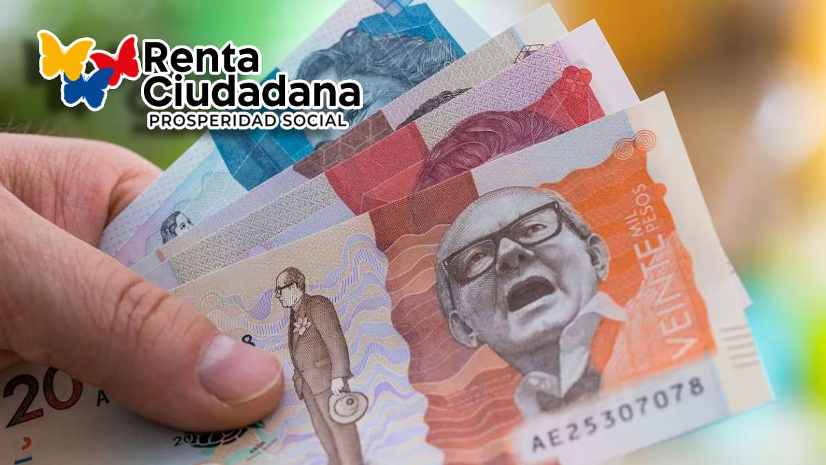 Montos de Pago, Elegibilidad-MP Noticias, mano con varios billetes colombianos y logo de renta ciudadana