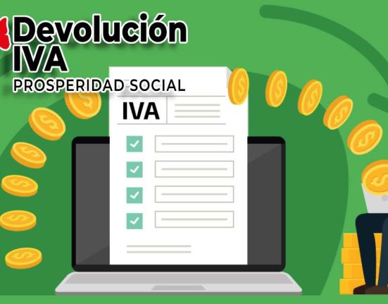 Nuevos Requisitos-MP Noticias, logo Devolución del IVA, Imagen de dibujos con monedas, muñeco sentado con un computador