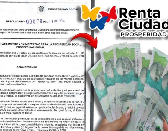 Resolución Oficial-MP Noticias, imagen de resolucion oficial, logo de renta ciudadana, billetes de dinero colombiano, flecha roja apuntando hacia los billetes