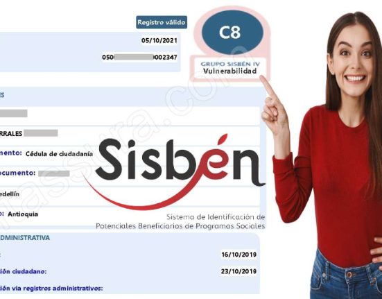 Actualización del Sisbén IV-MP Noticias, imagen de ficha del Sisbén, logo de Sisbén, chica alegre señalando hacia la imagen del grupo del Sisbén