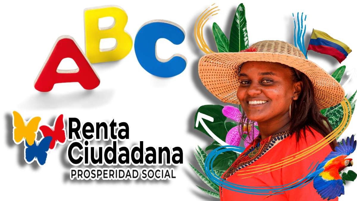 Conoce el ABC-MP Noticias, imagen de mujer afro con plantas y animales, logo de renta ciudadana, imagen con letras ABC