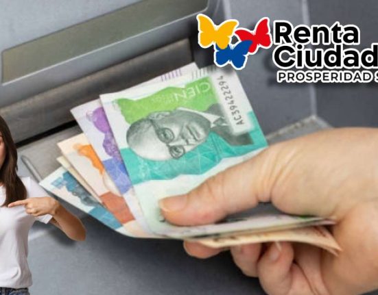 Link de Consulta-MP Noticias, imagen de una mano retirando dinero colombiano de cajero, logo de renta ciudadana, mujer alegre consultando el celular