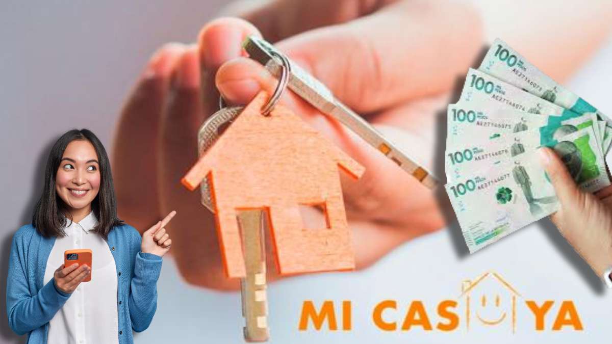Mi Casa Ya 2024-MP Noticias, imagen de una mano con llaves, logo de mi casa ya, mujer señalando hacia las llaves con celular en la mano, billetes de 100 mil pesos colombianos