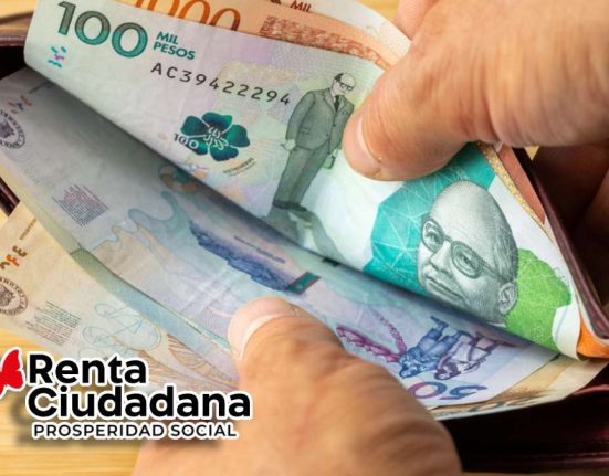 Primer Pago Renta Ciudadana-MP Noticias, imagen de billetera con billetes colombianos de varias denominaciones, logo de renta ciudadana