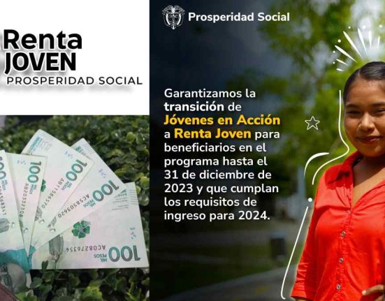 primer pago Renta Joven-MP Noticias, logo renta joven, billetes de 100 mil colombianos, imagen de joven alegre.