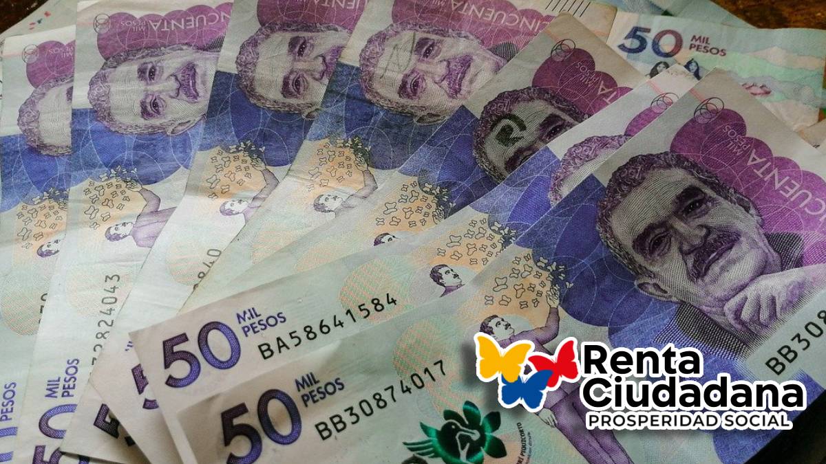 Focalización en primer pago Renta Ciudadana 2024-MP Noticias, Imagen con billetes de 50 mil pesos colombianos, logo de renta ciudadana