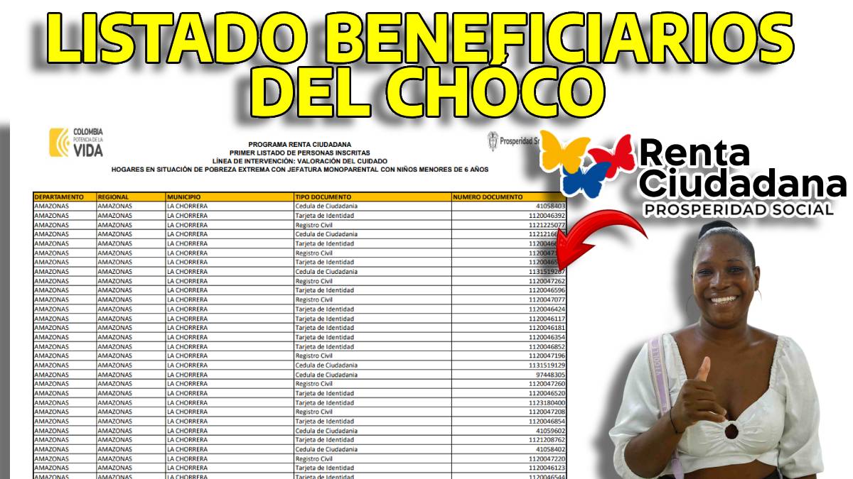 Listado de Renta Ciudadana 2024-MP Noticias, imagen de listados renta ciudadana, mujer alegre, logo de renta ciudadana