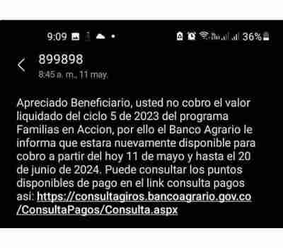 SMS del banco agrario de Colombia