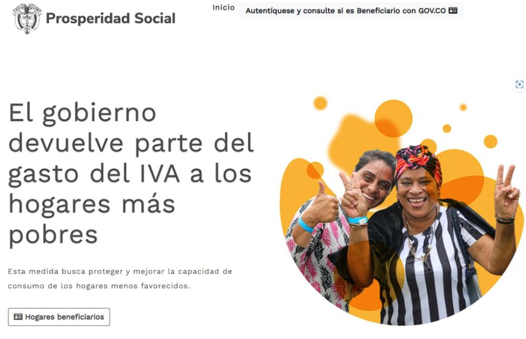 Captura de pantalla de devolución del IVA-prosperidad social