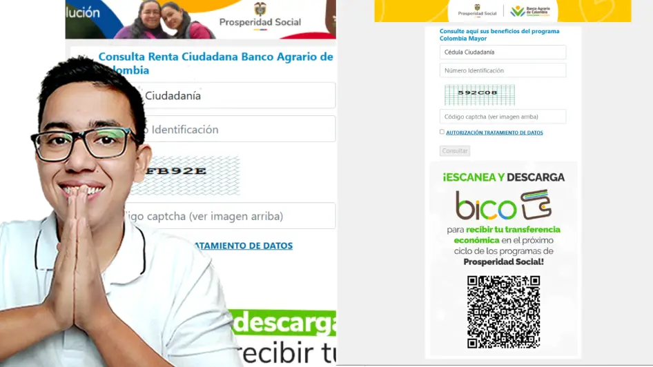 foto de wintor abc y foto pagina web de banco agrario de colombia